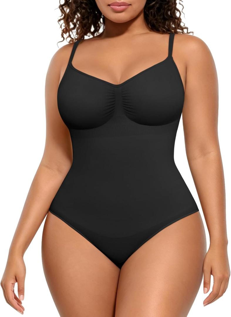 FeelinGirl Shapewear Bodysuit Tummy Control Body Shaper for Women Seamless Waist Snatching Shaper (Black, XXL)