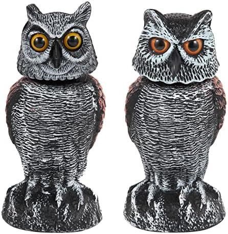 Hedoc Only 1Pack Fake Owl Decoys to Scare Birds Away, Rotating Head Bird Deterrents, Nature Enemy Scarecrow Plastic Statues, Pest Repellent for Gardens and Patios