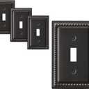 DEWENWILS Decorative Light Switch Cover, Metal Toggle Light Switch Wall Plates, Aged Bronze Outlet Covers for Home, Office (1 Toggle 4PK)