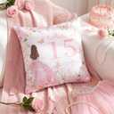 Kathfly Cojines para 15 Aos De Quinceaera Decoration 16 x 16 Inche Pink Quinceaera Pillow Gifts Mis Xv Aos Throw Pillow Sweet for Daughter Sister Friend 15th Birthday Gifts