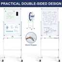 TANKEE Standing Whiteboard, 40x24 Inches Rolling White Board, Magnetic Double-Sided Mobile Whiteboard on Wheels, Large Dry Erase Board with Stand, Height Adjustable White Board for Office School Home