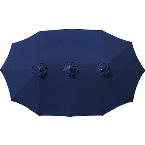 12 Ribs Umbrella Canopy Replacement for 15ft Double-Sided Patio Umbrella, Frame NOT Included 