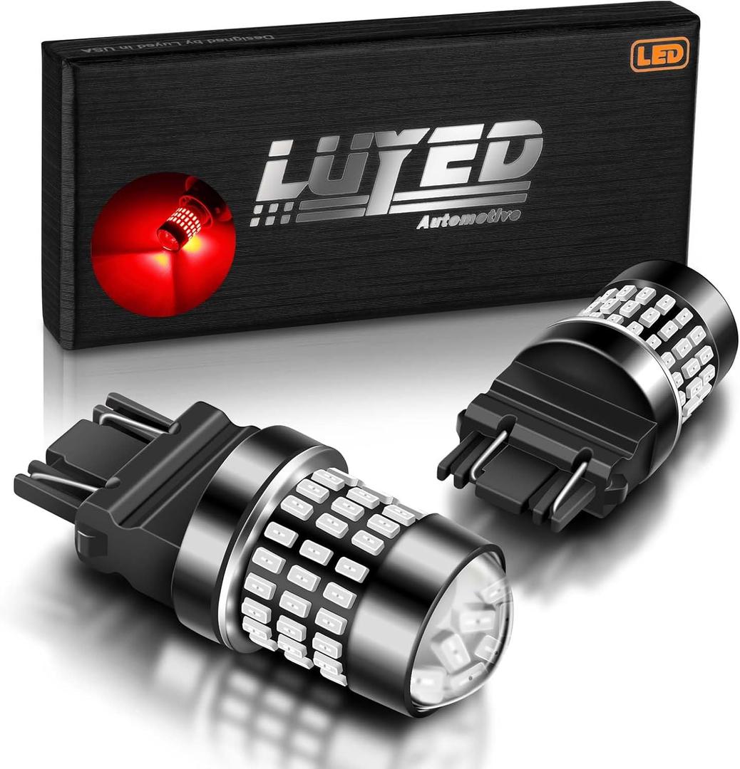 LUYED 3157 LED Bulbs Red 600% Brighter 1800LM, Flicker-Free 12-24V Plug and Play HD Projector, Compatible with 3156 3056 3057 4157 4057 Tail Brake Stop Signal Parking Lights 2PCS