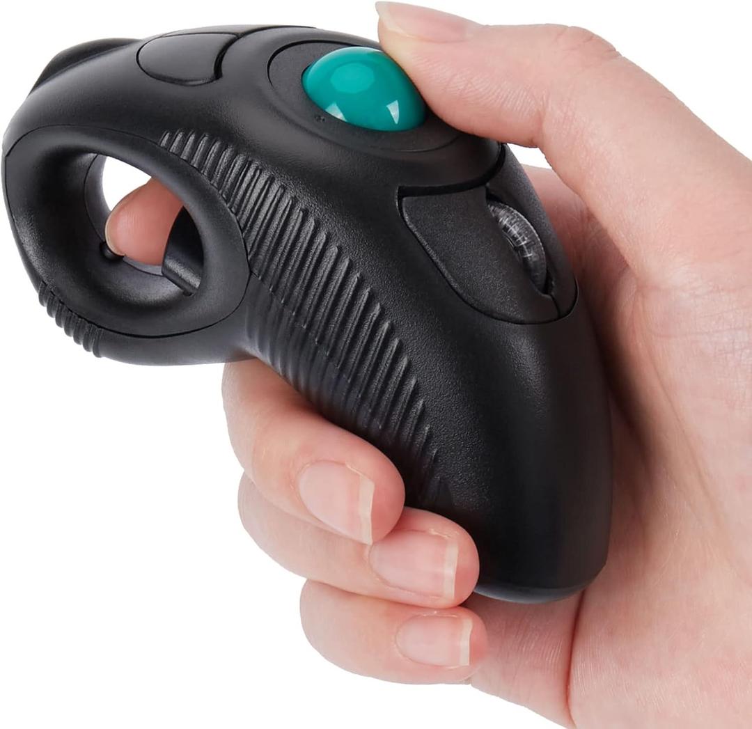 Welspo Wireless USB Handheld Finger Trackball Mouse with Laser Pointer