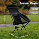 TSE HC100 Camping Chair, 3.36lbs Lightweight Folding Chair with Cup Holder, Portable and Easy to Carry for Camping, Beach, Hiking, Urbain, Festival or Garden (Black)
