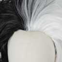 Linfairy Half White and Half Black 2 Tone Wig Halloween Costume Cosplay Wig for Women