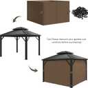 Gazebo Universal Replacement Privacy Curtain - Hugline 10' x 12' Outdoor Waterproof 4-Panels Gazebo Side Wall with Zipper (Curtain Only, Brown)