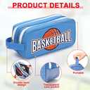 4 Pcs Double Layer Basketball Accessory Bags with Zipper - Toiletry Travel Bags Basketball Items Accessories Essentials Stuff Organizer for Youth Players Team Gifts