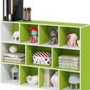 Furinno LUDER Book Shelf, 11-Cube Bookshelf, Reversible Bookcase, 9.4 x 29.1 x 41.7, Easy Assembly, for Living Room, Bedroom, Home Office, White/Green