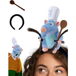 Rat Headband Costume Spoon Hair Clip Set Shoulder Plush Toy Costume Accessories Stuffed Animal Gifts for Kids Adults