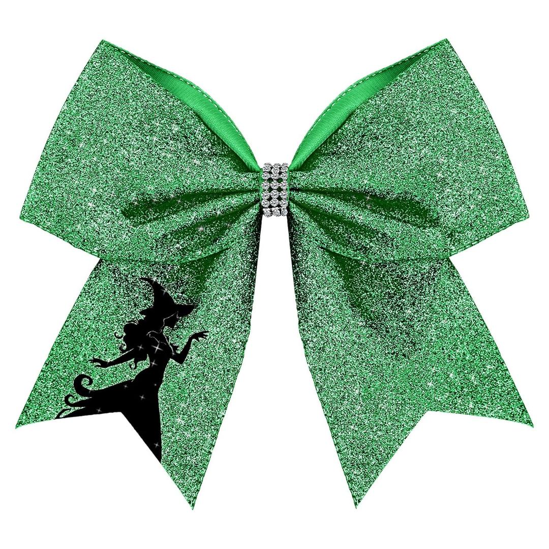 7.5 Inch Hair Accessories for Women, Witch and Princess Hair Bows for Movie Fans, Pink Green Cute Bow Clips Gifts for Women Girls(Green,Witch)