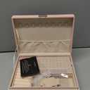 Jewelry Organizer Box, Leather Jewelry Box for Girls Gift Earring Organizer with Lock Double Layers Jewelry Case Removable Tray for Necklace Earring Ring with Polishing Cloth and Jewelry Bags (Pink)