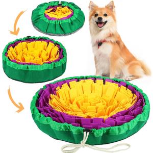 Vivifying Snuffle Mat for Dogs, Enrichment Dog Puzzle Toys for Slow Eating and Keep Busy, Adjustable Sniff Mat Encourages Natural Foraging Skills and Mental Stimulation(Yellow Purple)