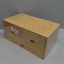 Charmewooden Bamboo Desk Organizer 3 Drawer with Shelf, Countertop Organizer with Drawers Makeup Storage Drawer 3 Drawers Tabletop Storage Organization Box Home Office Workspace