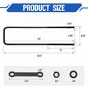 20 inch Square Bend U-Bolt Kits, Heavy Duty Steel Square U-Bolts with 6 inch Tie Plates for Truck Chassis