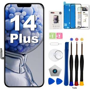 EFAITHFIX for iPhone 14 Plus Screen Replacement 6.7 Inch LCD 3D Touch Display Full HD Digitizer Frame Assembly (A2632 A2885 A2886 A2887 A2888) with Repair Tools Screen Protector Waterproof Adhesive