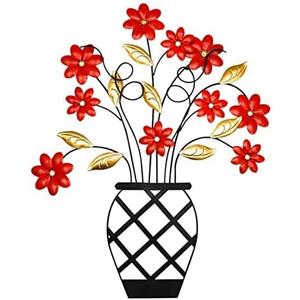WTXRHW Metal Wall Art Metal Wall Decor Steel Decor - Wall Mount Plant Flower Pot Personalized 3D Metal Wall Decorative Vintage Hanging Art Style for Home Living Room Kitchen Bedroom (18.9" x 23.6")