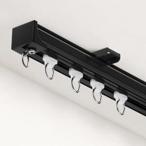 Ceiling Curtain Track Heavy Duty Tracks Ceiling/Wall Mount Sliding Room Divider Silent Rail with 3 Types of Hooks for Living Room, Bedroom, Black 6 ft to 9 ft