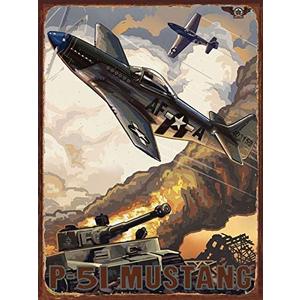 P51 Mustang Metal Sign Vintage Retro Home Decoration Metal Signs Tin Sign Posters for Bar Pub Home 12 x 16 Inch