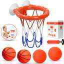 MARPPY Bath Toys Bathtub Basketball Hoop for Toddlers and Kids, Mold-Free Shower Toy with 4 No-Hole Balls, Fun Bathtub Toys for Boys and Girls