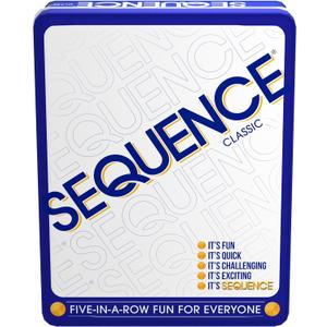 Sequence in a Tin - Five-in-a-Row Fun for Everyone by Jax, White, 2-12 Players