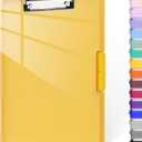 Piasoenc Clipboard with Storage, 8.5 x 11 Clip Boards with 2 Storage Case and A4 Paper Folder, Clear Dry Erase Top Panel, Heavy Duty Plastic, Folio & Side Opening, for Nurses, Teachers, Lawers,Yellow