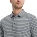 Rouen Mens Golf Shirt Moisture Wicking Dry Fit Performance Stripe Casual Collared Short Sleeve Golf Polo Shirts for Men (Gray, M)