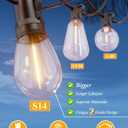 Brightever LED Outdoor String Lights 36FT, Patio Lights Outdoor Waterproof with 13 Shatterproof S14 Vintage Edison Bulbs(1 Spare), Dimmable Outside Lights for House, Garden, Deck, Balcony, Camping