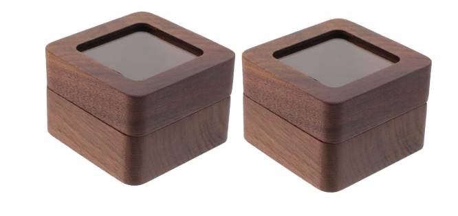 2pcs Box engagement ring holder wedding ring holder ring case ring storage case ring holder for wedding ceremony rings holder ring storage holder desktop Proposal man Wooden
