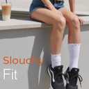 HONGTEYA Ruffle Socks for Women Cotton Slouchy Crew Socks for Boot Sneakers Mid Calf Frilly Size 5-11 (White)