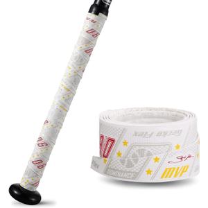 3 x 1.1mm Bat Grip Tape, Greek Key Double-Stamping Textured, Baseball & Softball Bat Tape for All-Weather Performance, Non-Slip, Precut for Easy Install (White)