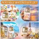 2 x Mini Watercolor Paint set, Portable Watercolor Paint Travel Set, 12 Color Pocket Artist Watercolor Travel Kit with Picture Book, 8 Grids Portable Wooden Paint Palette for Painters, Artists, and Students