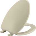 Bemis 7300SLEC Slow Close Toilet Seat, Easy Clean Hinges and Durable Plastic Seat, Made in USA, Elongated, Bone