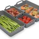 Large Silicone Baking Tray Dividers for Oven Cooking & Meal Prep, Sturdy Heatproof Handles Nonstick Divided Baking Sheet Pan, Reusable Half Sheet Baking Tray, Suitable for Oven Microwave (Gray)
