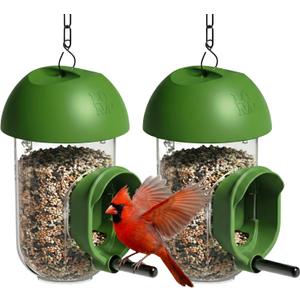 LONA Bird Feeders for Outdoors 2 Pack, Tube Birds Feeder Weatherproof with Multiple Hanging Methods, Wild Feeding Silo for Outside, 1 Port