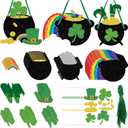 Nuanchu 36 Sets St. Patrick Day Craft Kits DIY Gold Pot Shamrock Coin Hats Rainbow Stickers Hanging St. Patrick Day Decorations for Irish Activity Luck Gift Art