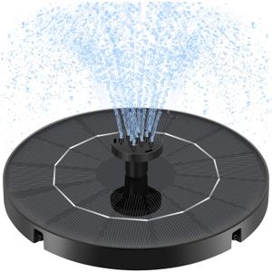 3.5W Solar Water Fountain, Upgraded Version Solar Fountain for Bird Bath, with 6 Nozzles & Fixed Pipes, Silent Floating Solar Water Pump for Bird Baths, Gardens, Ponds, Fish Tank, Outdoor
