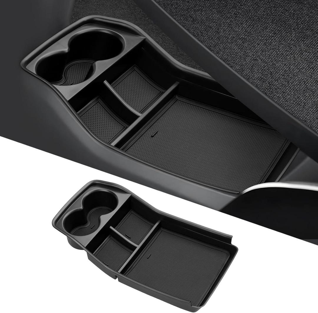 Autorder Lower Center Console Organizer for 2024-2026 Kia EV9 Accessories Bottom Center Console Insert Tray with Cup Holder Storage Box