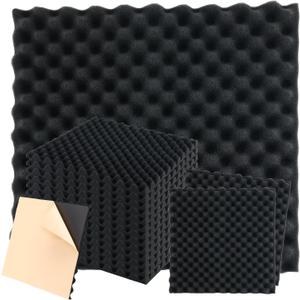 Pangda 12 Pack Self-adhesive Acoustic Panels, 20"x20"x1" Sound Proof Foam Tiles, High Density Fireproof Studio Wall Panels for Noise Absorption in Studio, Home Office, KTV