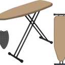 Ironing Board, Compact Ironing Board 13x43 Ironing Area with Extra Thick Heavy Duty Padded Cover, Stable Structure, Easy to Fold,Iron Mat, Brown