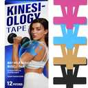 12 PCS Kinesiology Tape for Shoulder,Shoulder Pain Relief Tape, Original Cotton Knee Pain Relief Tape, Flexible and Durable Athletic Tape for Pain Support and Muscle Movement