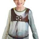 ATAMET Monster costume Halloween kids long sleeved T-shirt front and back printed three piece set, with vest and headband (XXL)