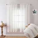 OWENIE Semi Sheer Curtains 63 inch Length 2 Panels Set,Natural Curtain for Bedroom/Living Room, Rod Pocket Farmhouse Drapes, 2pcs, 40 W x 63 L