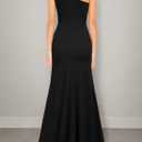 WOOSEA Women's One Shoulder Sleeveless Split Bodycon Mermaid Evening Cocktail Long Dress (Black)