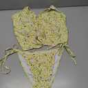ZAFUL Tankini Swimsuits for Women Smocked Ruffles Tie Front Bowknot Textured High Cut Tanga Tankini Set (Yellow, L)