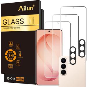 Ailun Glass Screen Protector for Galaxy S26 3 Pack + 2 Pack Camera Lens Tempered Glass Fingerprint Unlock Compatible 0.25mm Anti-Scratch Case Friendly Clear - HD [Not For S26 Plus/S26 Ultra]