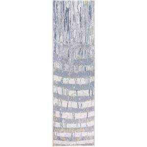 KAS Rugs Roxy Grey/Gold Palette Abstract Plush Area Rug, 2' x 7' Runner