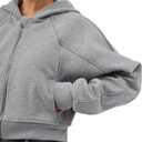 Amazhiyu Women' s Fleece Oversized Full-Zip Cropped Hoodie Winter Crop Top (Gray, L)
