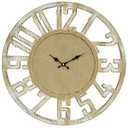 24 Inch Wooden Farmhouse Wall Clock Battery Operated, Silent Large with Rope Accents Rustic Home Decor Non-Ticking Quartz Movement Easy to Read Clock for Living Room, Kitchen, or Bedroom