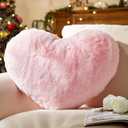YRXRUS Heart Pillows, Love Heart Shaped Pillow, Small Cute Pink Heart Pillows for Gifts, Faux Rabbit Throw Pillows for Her, Kids, Girls Home Decoration, 10X11 Inch